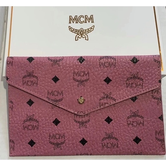 MCM Pink Envelope Clutch Travel Pouch Bag - Picture 2 of 7
